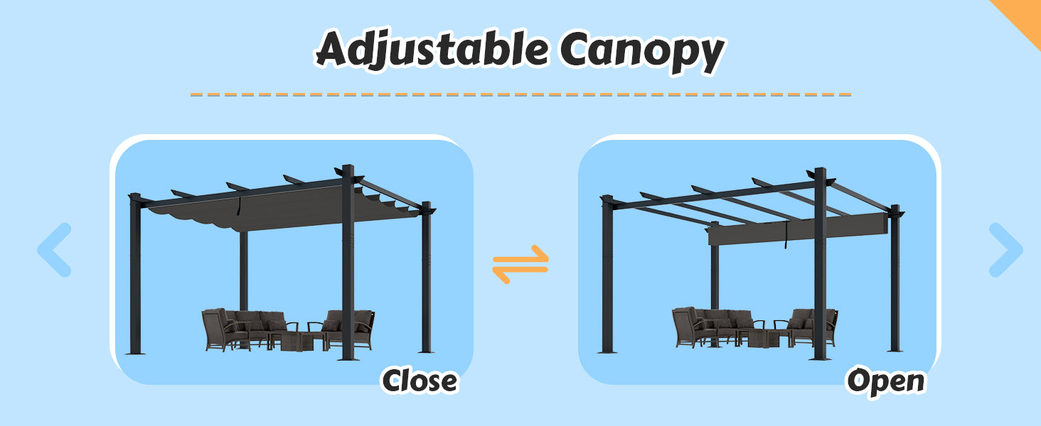 Patio pergola closable roof