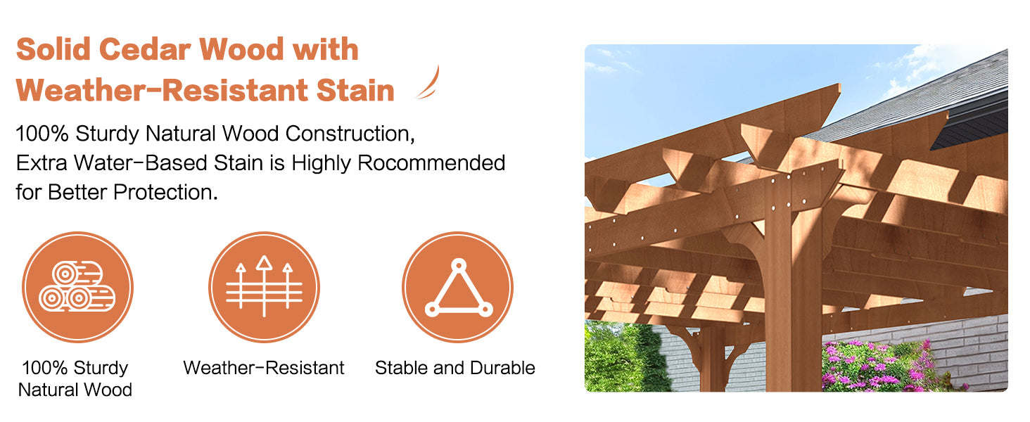 Cedar wood 10x12pergola for sale