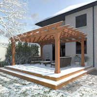 VEIKOUS Wooden Pergola with Roof, Garden Shelter Pergola Gazebo, Cedar Framed for Backyard and Lawn