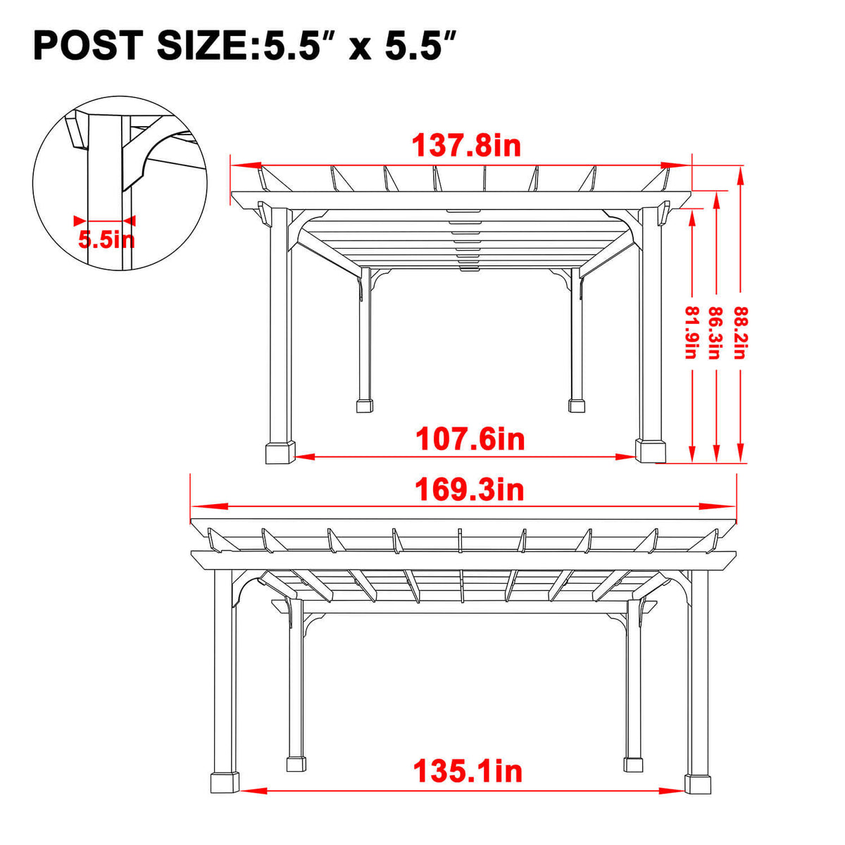 VEIKOUS Wooden Pergola with Roof, Garden Shelter Pergola Gazebo, Cedar Framed for Backyard and Lawn