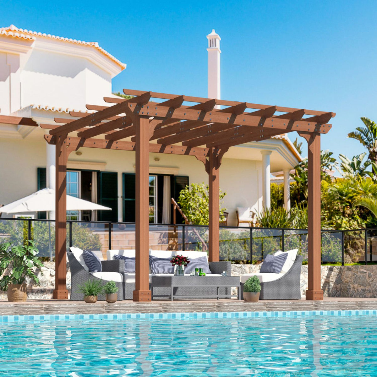Wood Pergola Kit with Stakes