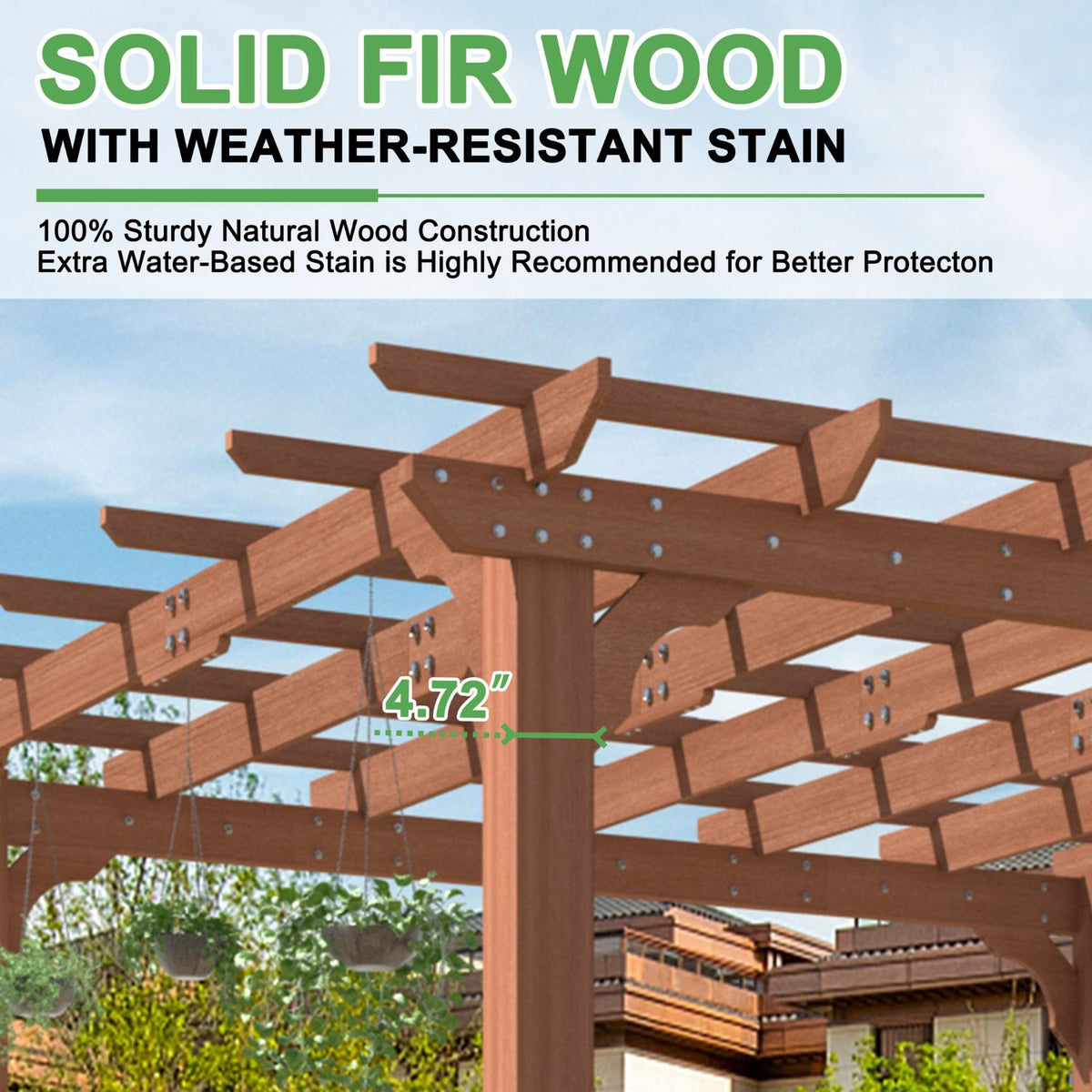 Soild Fir Wood Pergola with Structural Beams