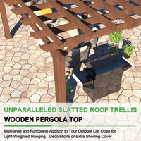 wood pergola with slatted roof
