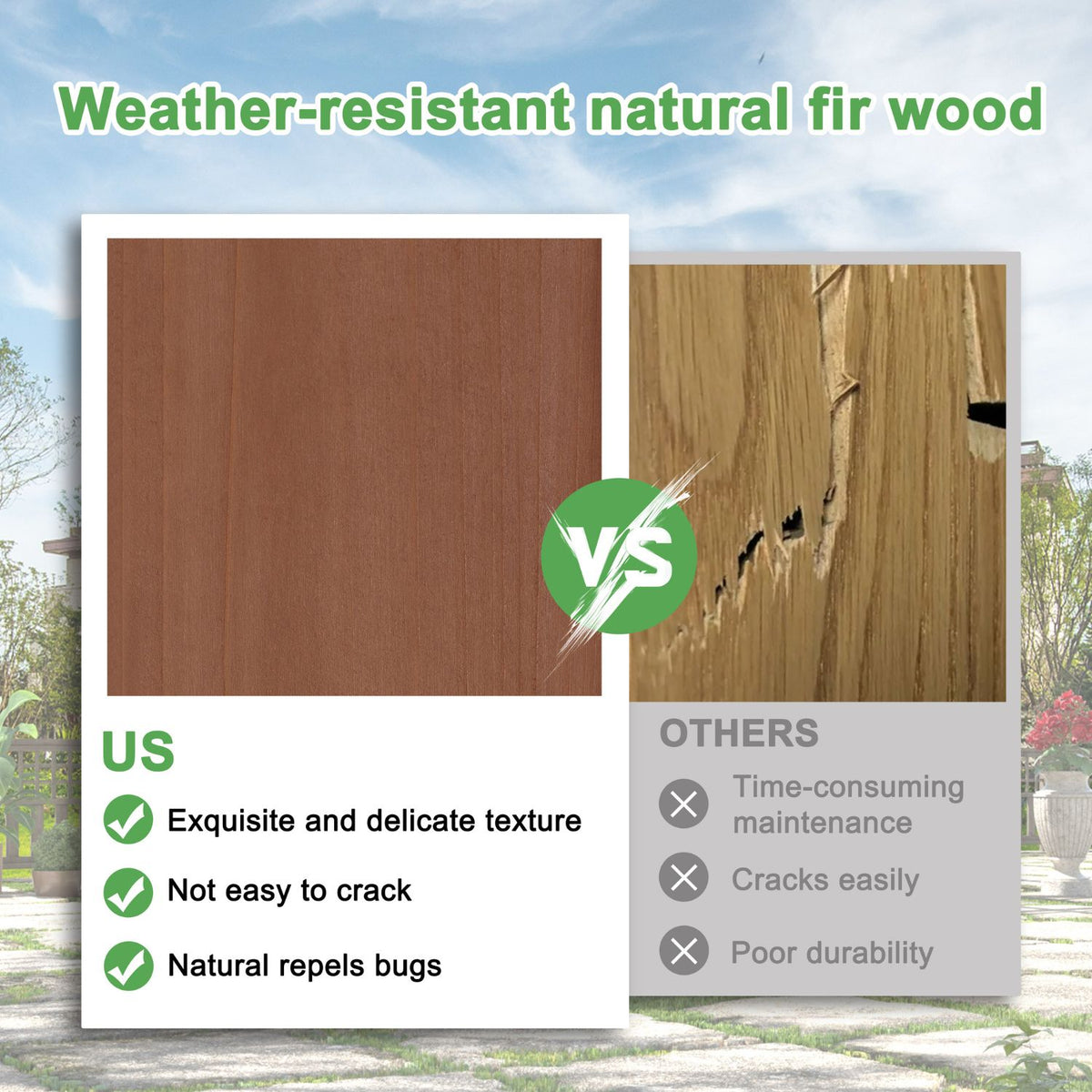 Solid Wood Weather-Resistant Pergola for Outside