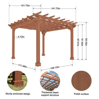 Outdoor Solid Wood Pergola from Veikous，12x12