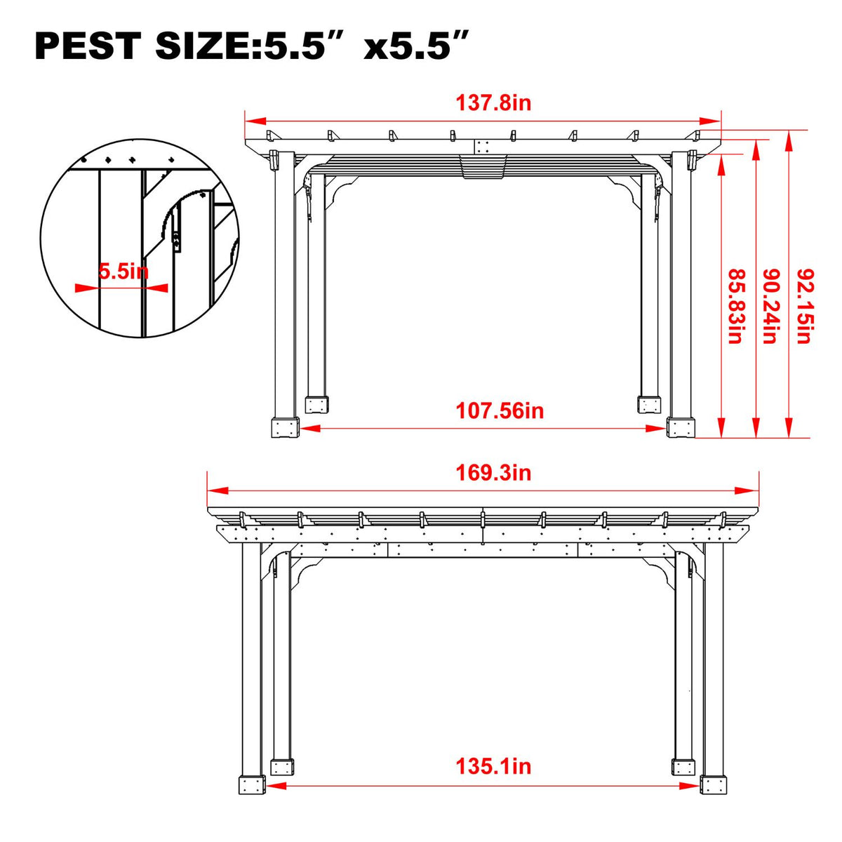 12' x 14' Cedar Pergola 