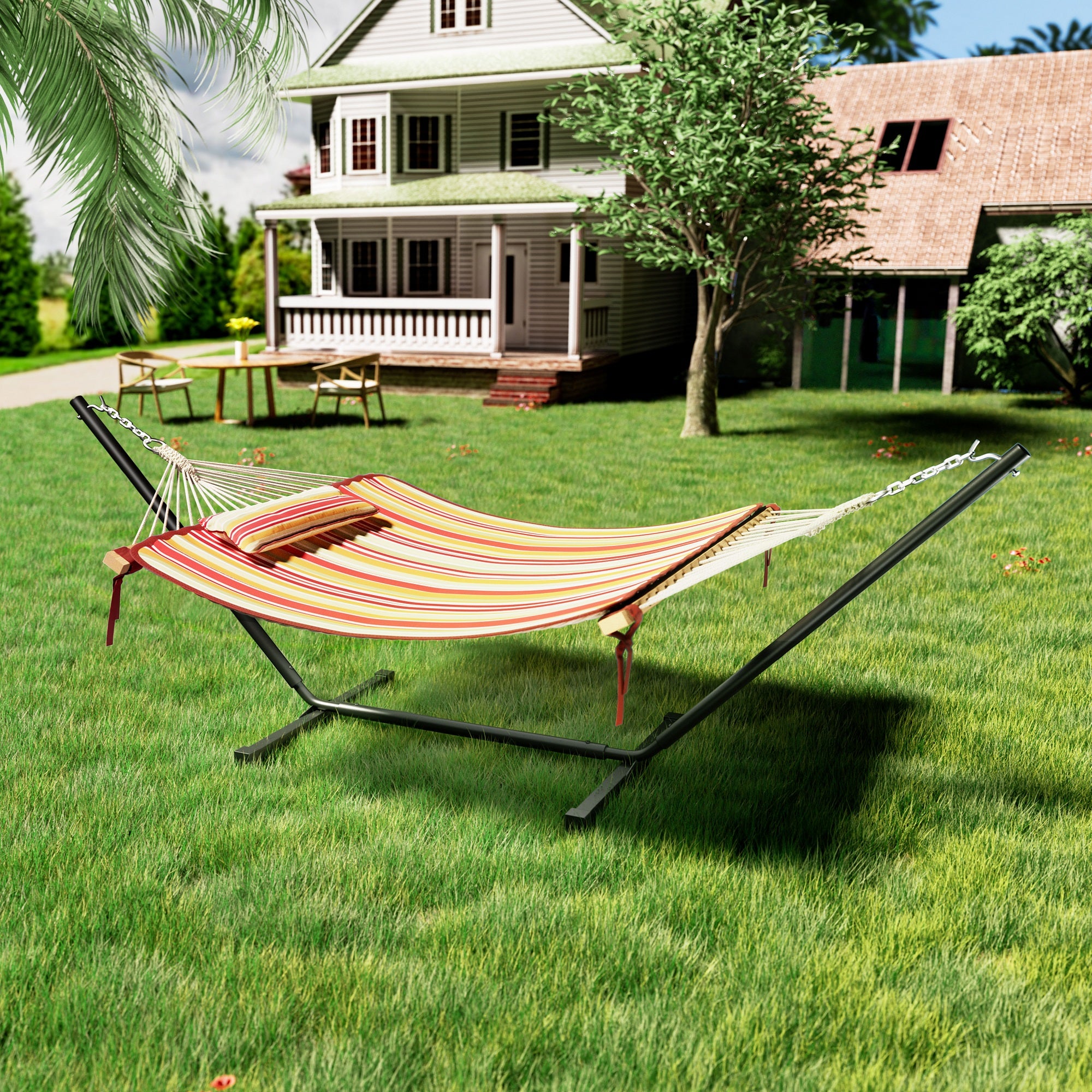 VEIKOUS Free Standing Hammock, 2-Person Hammock with Pillow