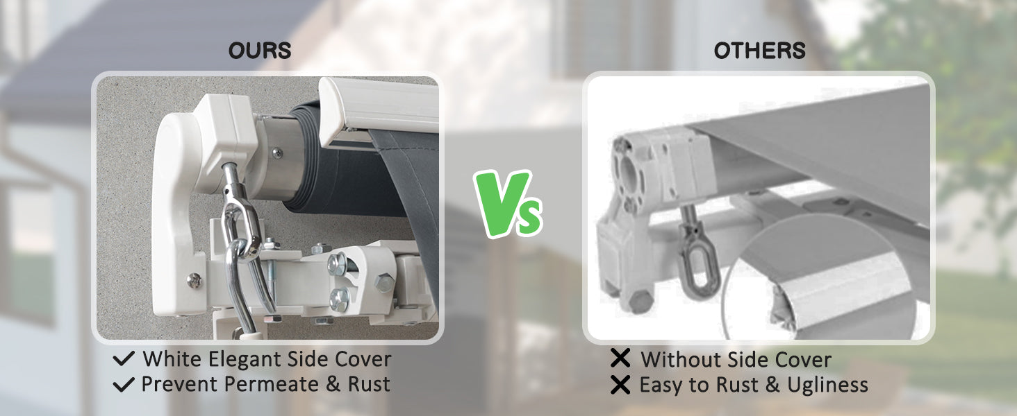 Retractable awning applicable to vertical solid walls