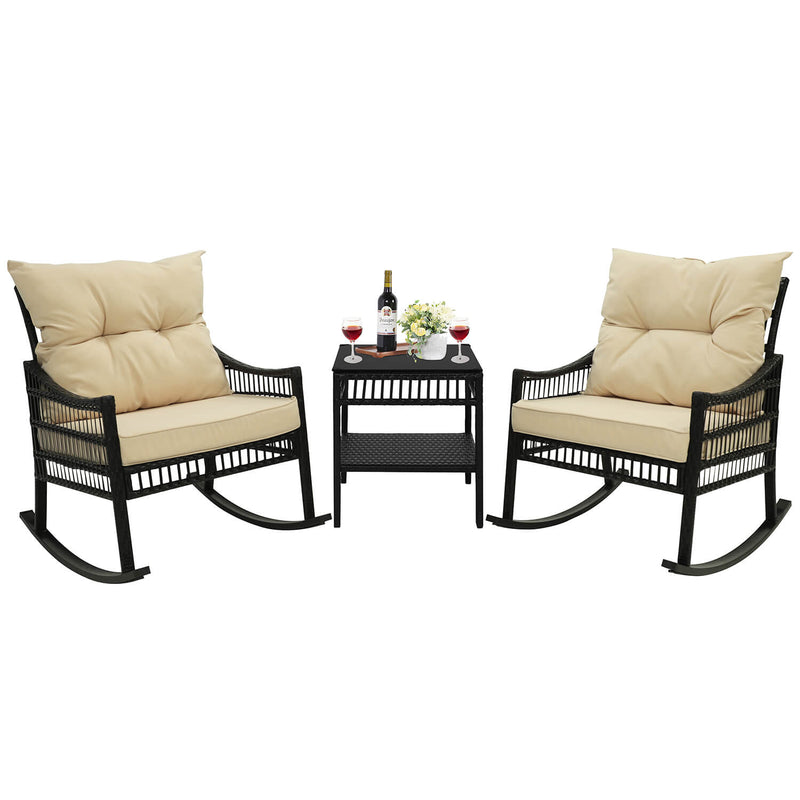 Outdoor Wicker Rocking Chairs, Beige