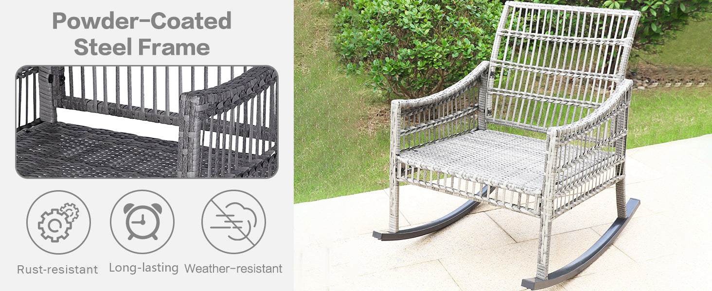 Outdoor rocking chair set with table, rust-resistant