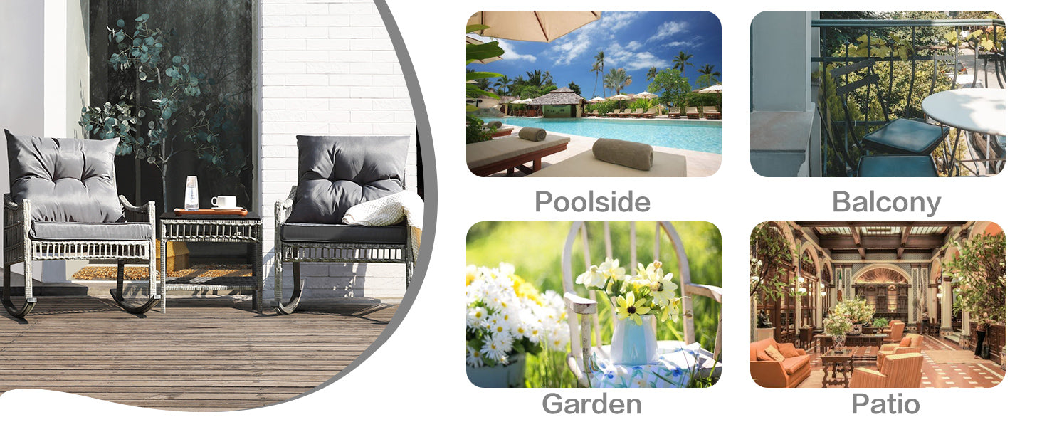 Rattan rocking chair set for balcony, patio