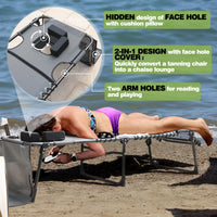 4-Fold Portable Sun Lounger Recliner for Beach, Gray