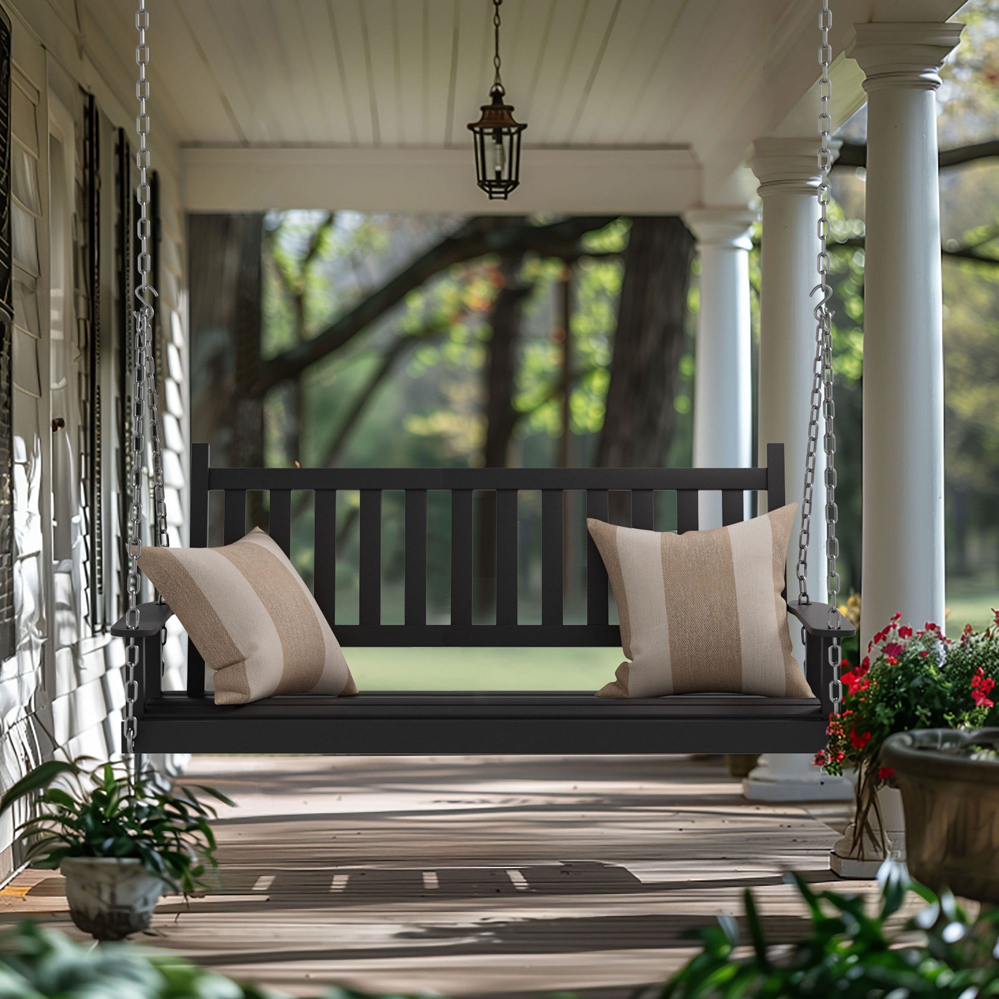 MOSS VISTA WING ビスタウィング Outdoor Swing Bench for Porch, 2-Person Wood Hanging Swing