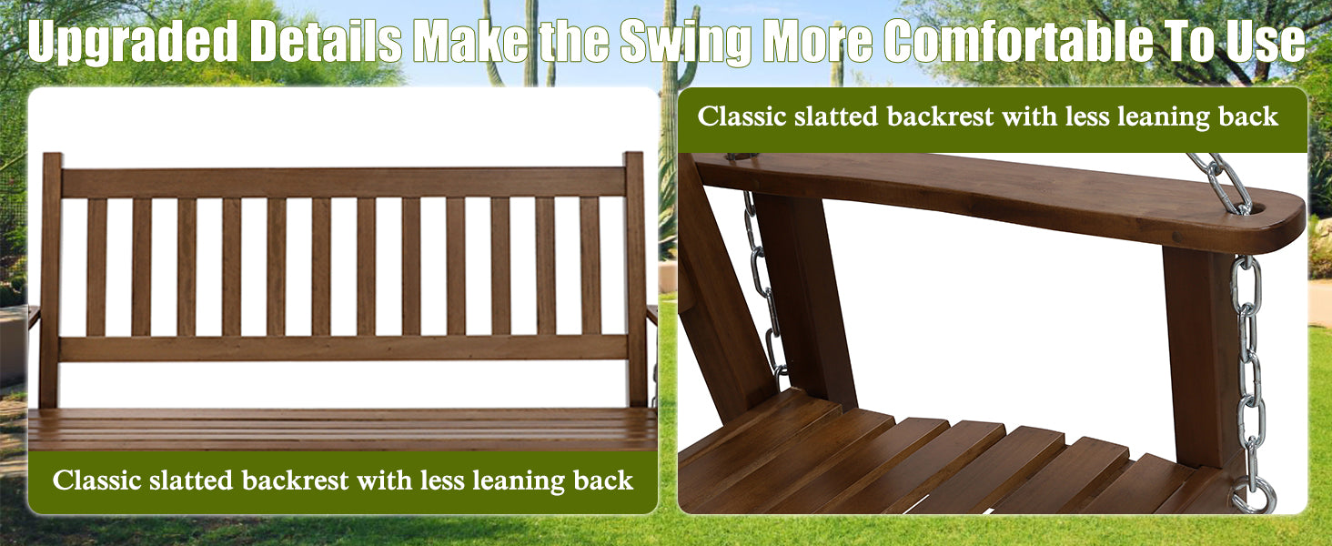Classic wood porch swing
