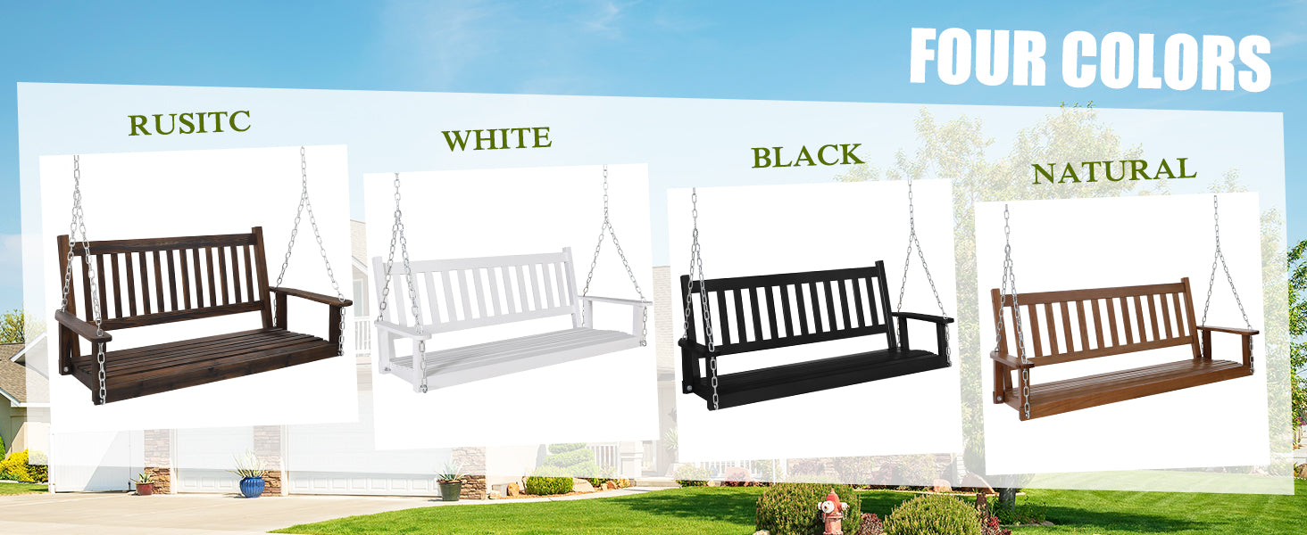 Veikous hanging wood swing, four color to choose