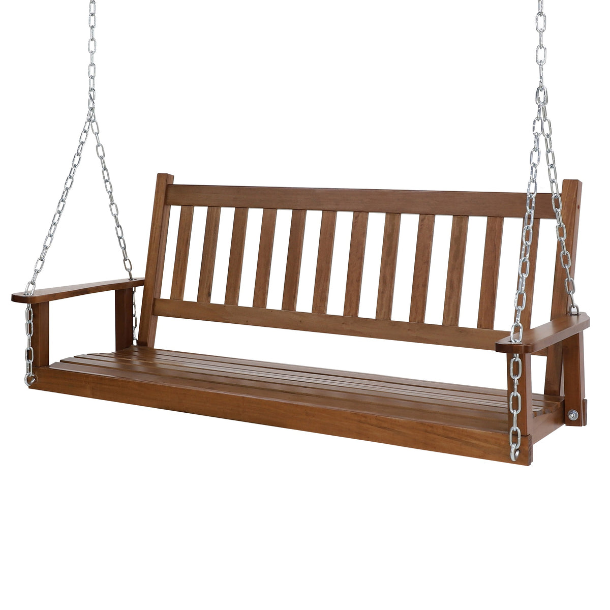 Outdoor Swing Bench for Porch, 2-Person Wood Hanging Swing – Veikous