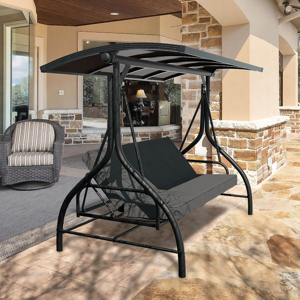 Outdoor Person Swing with PC Hardtop Canopy, Seater – Veikous