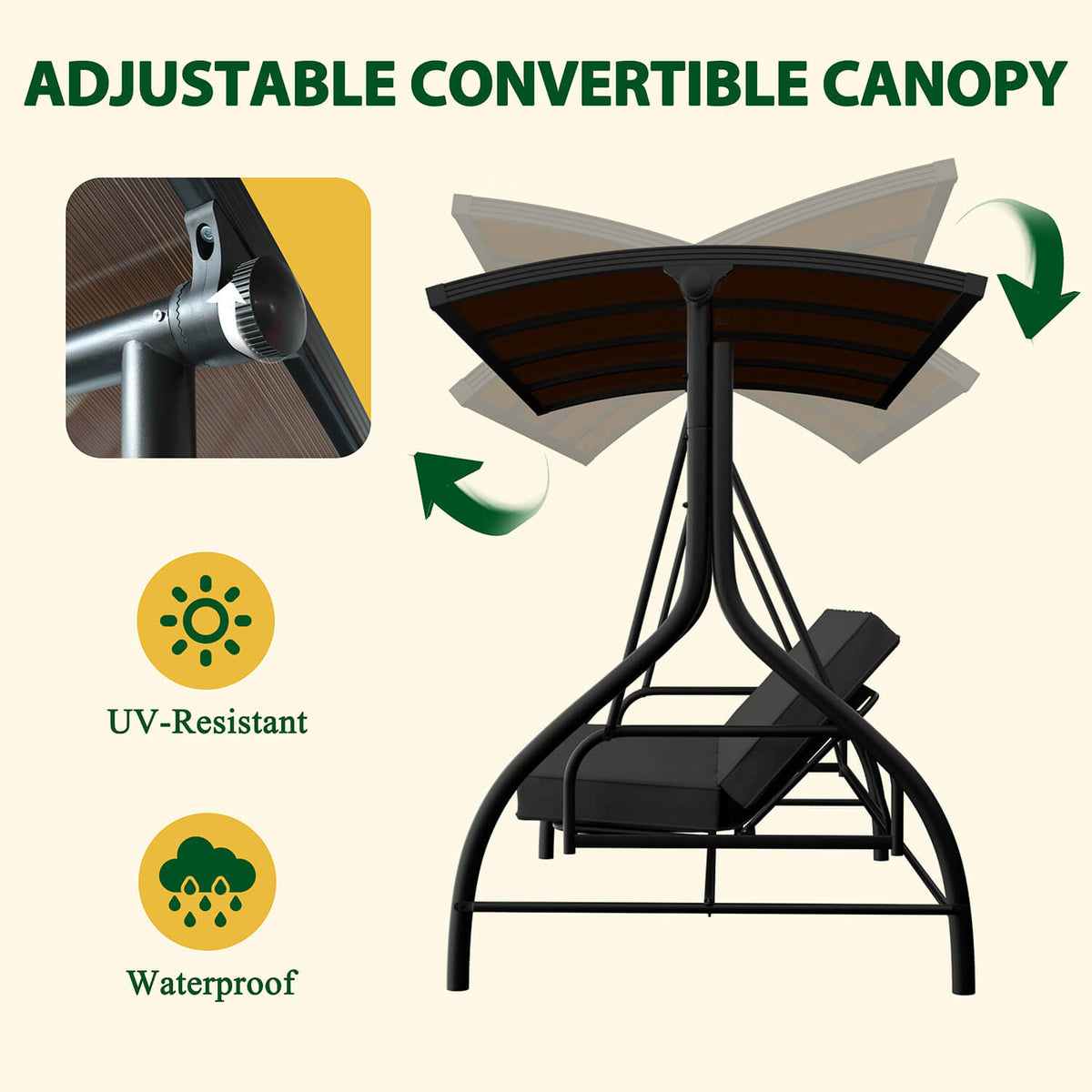 Outdoor Swing with Hardtop Canopy