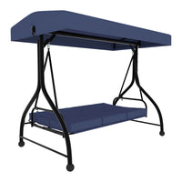 VEIKOUS 3 Person Patio Swing, Porch Swing Chair, Outdoor Canopy Swing with Stand and Cushions