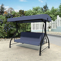 VEIKOUS 3 Person Patio Swing, Porch Swing Chair, Outdoor Canopy Swing with Stand and Cushions