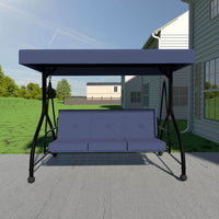 VEIKOUS 3 Person Patio Swing, Porch Swing Chair, Outdoor Canopy Swing with Stand and Cushions