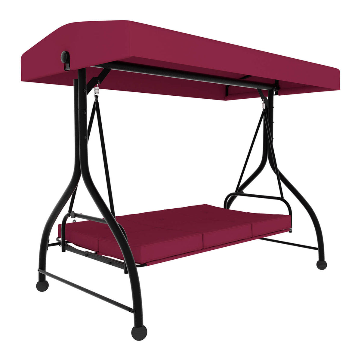 VEIKOUS 3 Person Patio Swing, Porch Swing Chair, Outdoor Canopy Swing with Stand and Cushions