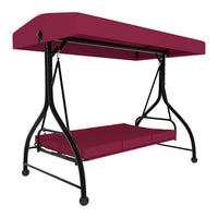 VEIKOUS 3 Person Patio Swing, Porch Swing Chair, Outdoor Canopy Swing with Stand and Cushions