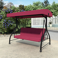 VEIKOUS 3 Person Patio Swing, Porch Swing Chair, Outdoor Canopy Swing with Stand and Cushions