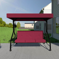 VEIKOUS 3 Person Patio Swing, Porch Swing Chair, Outdoor Canopy Swing with Stand and Cushions
