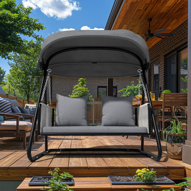 heavy-duty 2-person patio swing, gray