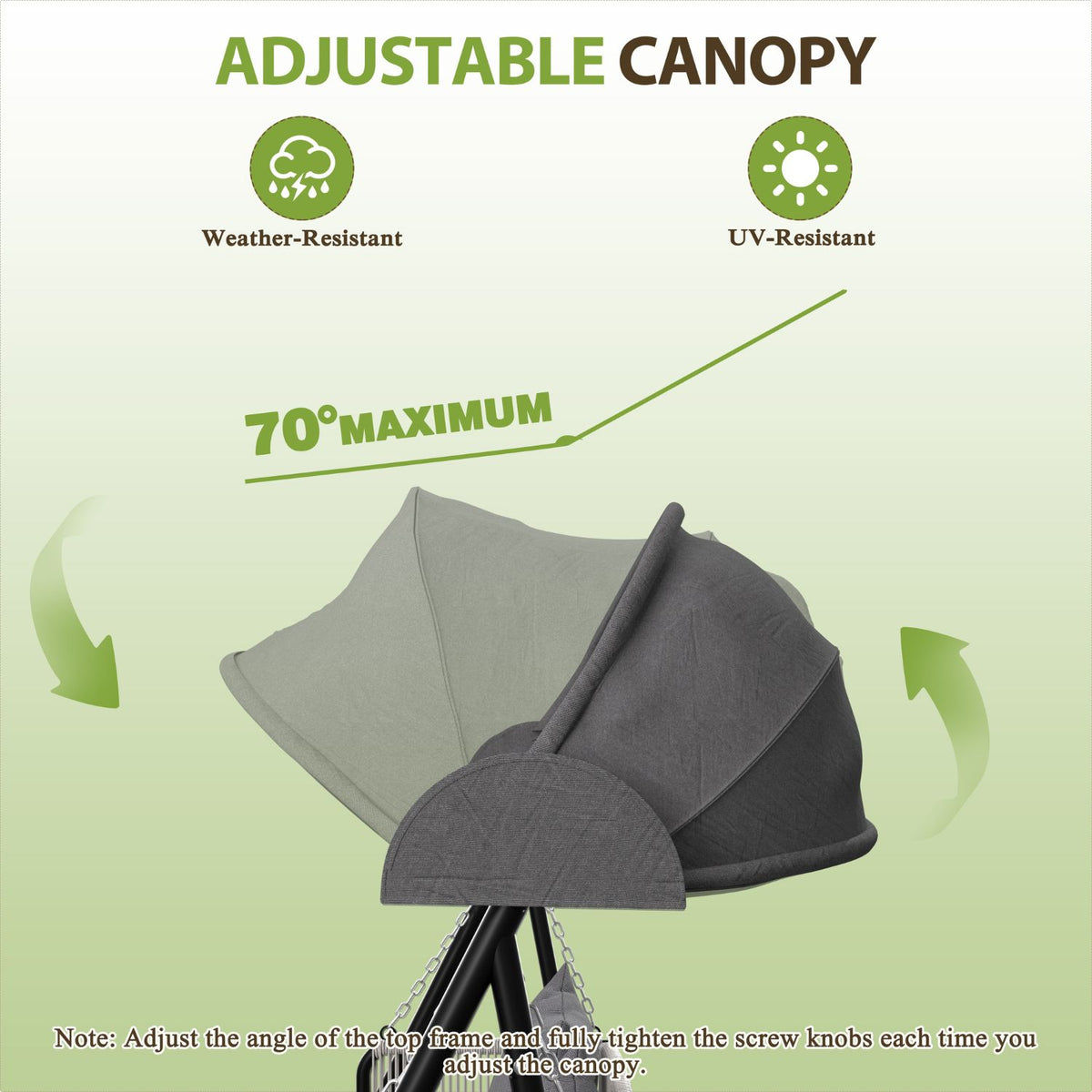 70° adjustable canopy outdoor swing chair