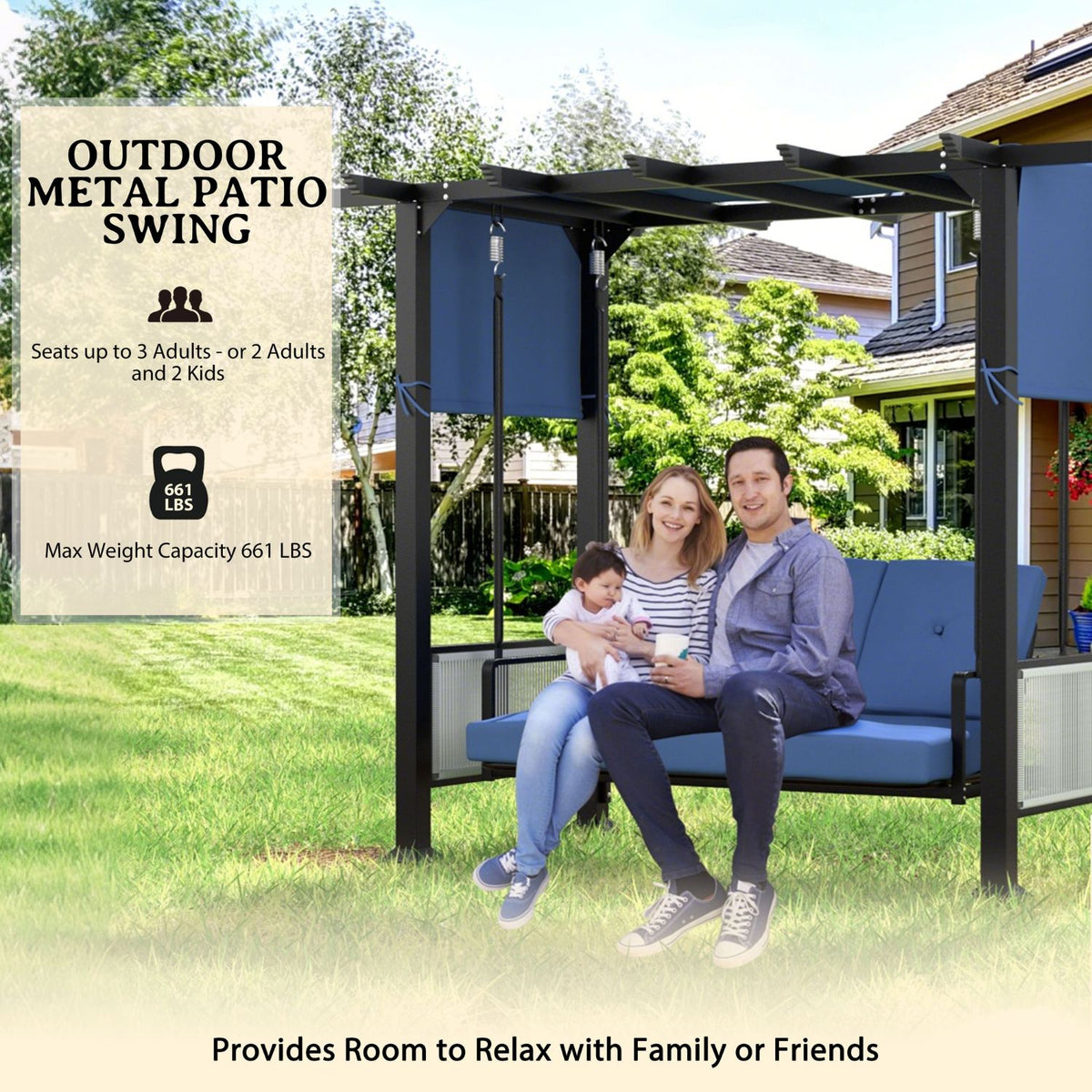 Heavy Duty Porch Swing Chair with Metal Frame