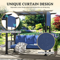 3-Person Outdoor Swing Bed with Adjustable Curtains, Water-Resistant
