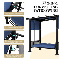 2-IN-1 Converting Patio Adjustable Swing Bench