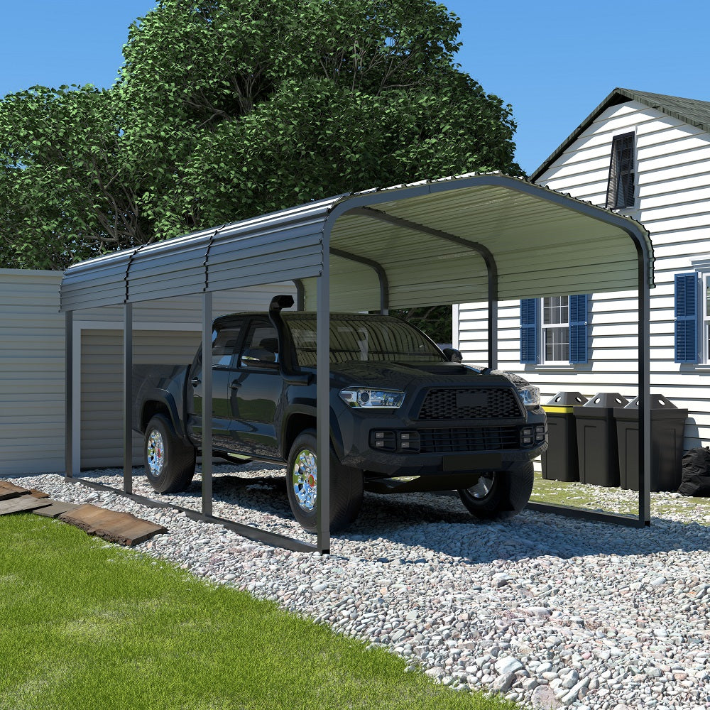 Heavy Duty Carports, Outdoor Garage Car Shelter with Metal Roof