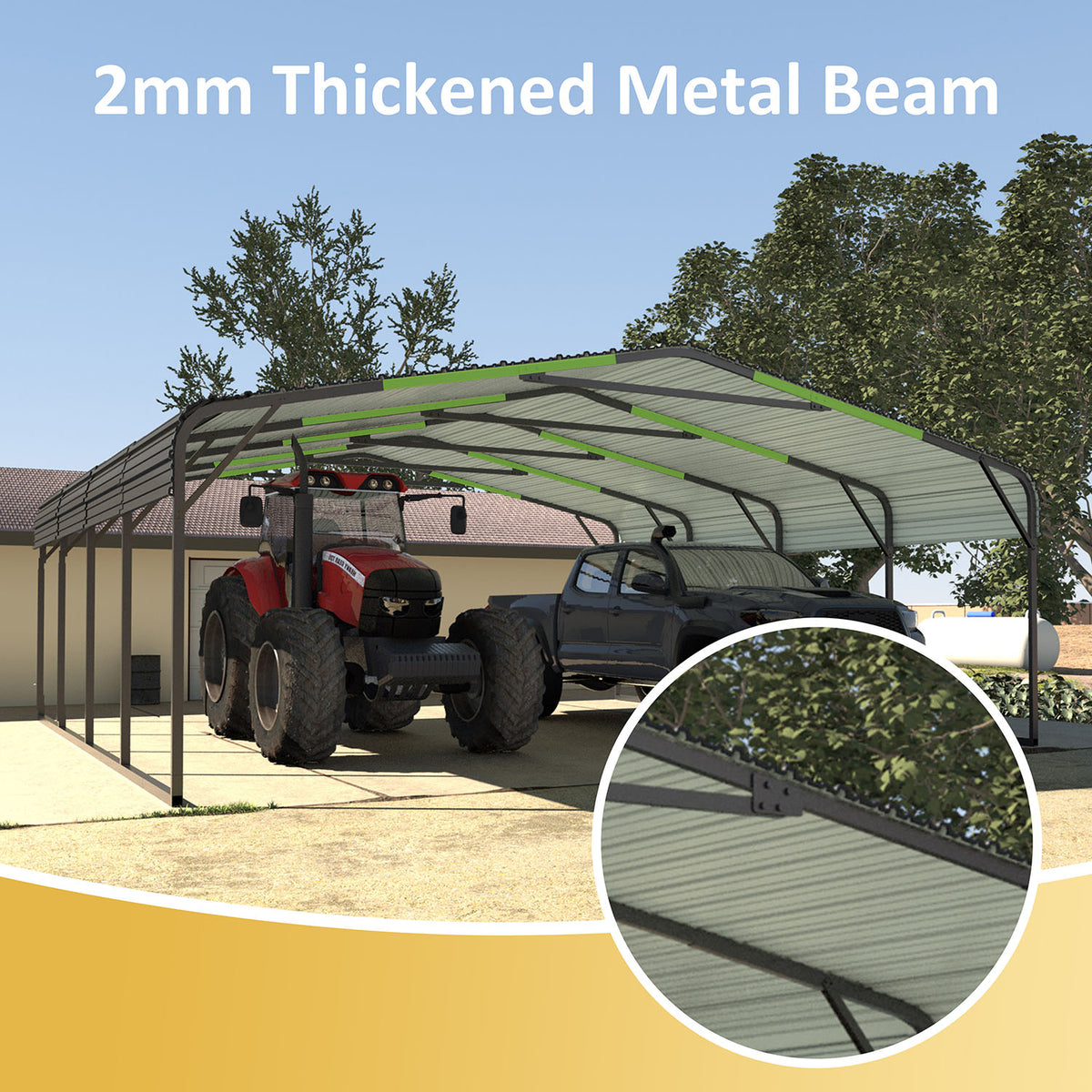 VEIKOUS Heavy Duty Carport, Outdoor Metal Carport Tent, Garage Car Shelter Shade with Metal Roof