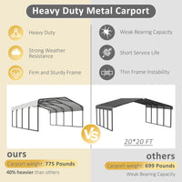VEIKOUS Steel Carport, Heavy Duty Carport with Galvanized Steel Roof for Car, Boat and Truck, Eggshell