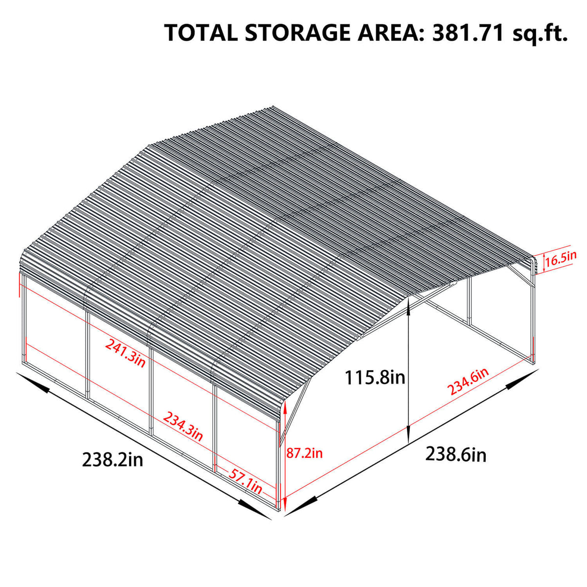 VEIKOUS Steel Carport, Heavy Duty Carport with Galvanized Steel Roof for Car, Boat and Truck, Eggshell