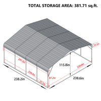 VEIKOUS Steel Carport, Heavy Duty Carport with Galvanized Steel Roof for Car, Boat and Truck, Eggshell