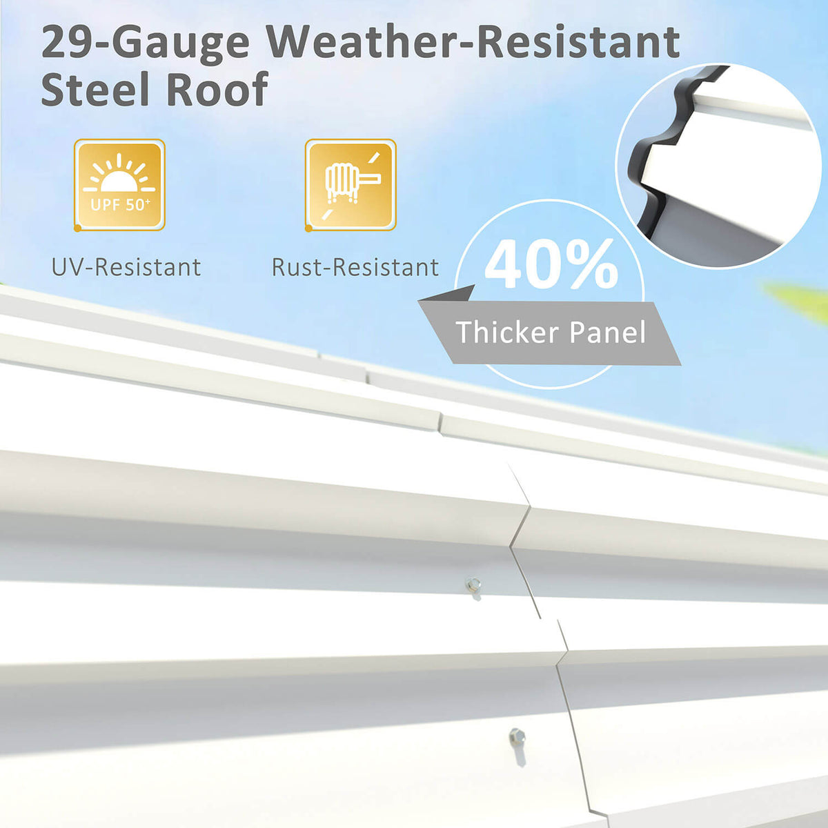VEIKOUS Steel Carport, Heavy Duty Carport with Galvanized Steel Roof for Car, Boat and Truck, Eggshell