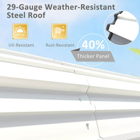 VEIKOUS Steel Carport, Heavy Duty Carport with Galvanized Steel Roof for Car, Boat and Truck, Eggshell