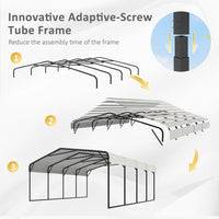 VEIKOUS Steel Carport, Heavy Duty Carport with Galvanized Steel Roof for Car, Boat and Truck, Eggshell