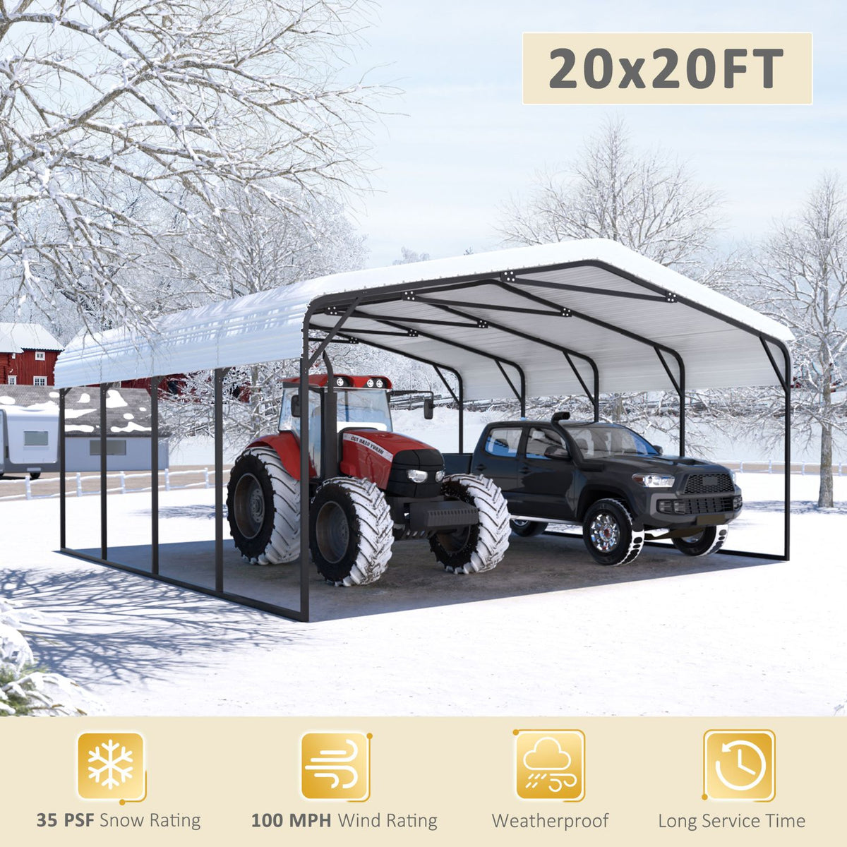 20×20 carport metal