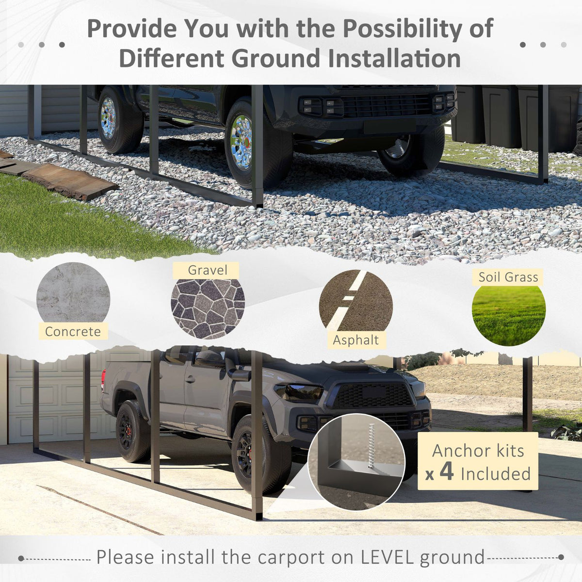 sturdy steel carport with anchor kits