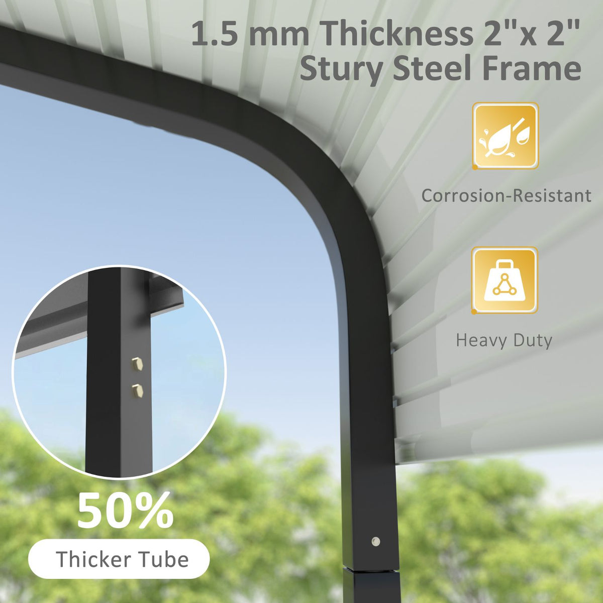 carport tent with corrosion-resistant frame