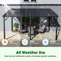 VEIKOUS Lean to Gazebo, 10'x14' Outdoor Pergola with Aluminum Frame, Patio Cover for Porch and Backyard
