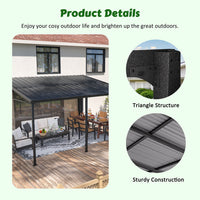 VEIKOUS Lean to Gazebo, 10'x14' Outdoor Pergola with Aluminum Frame, Patio Cover for Porch and Backyard