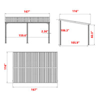 10x14 lean to gazebo, wall-mounted