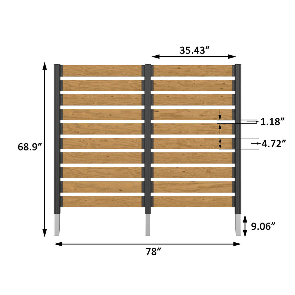 Veikous Wood Privacy Screen, Outdoor Slat Fence Panel with Metal Stake, for Air Conditioner, Trash 1 Panel