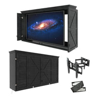 Veikous TV Enclosure for Outside, Waterproof TV Case with Lock and Dual Arms Mount, Wood